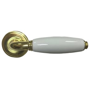 Дверна ручка MARIANI - DORY, латунь полірована с білою парцеляною